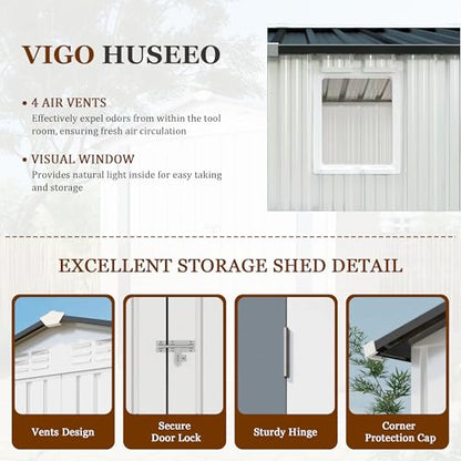 6x3.6FT Storage Shed (6x4x6FT(white))