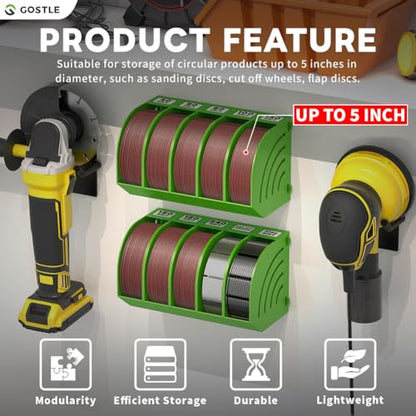 5 Inch Professional Sanding Discs Storage Bins (6 bins / Green)