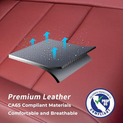 CRV Car Seat Covers Custom Fit for Honda 2017 (Leatherette(Wine Red) / 2017-2022 CRV LX,EX,SE,EX-L,Touring,Hybrid)