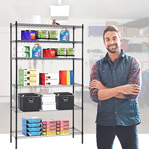 6 Tier Wire Shelf (Black / 42"D x 16"W x 72"H)