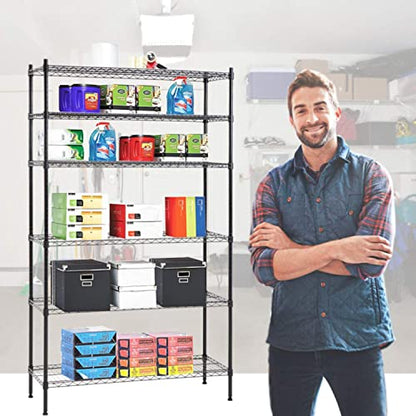 6 Tier Wire Shelf (Black / 42"D x 16"W x 72"H)