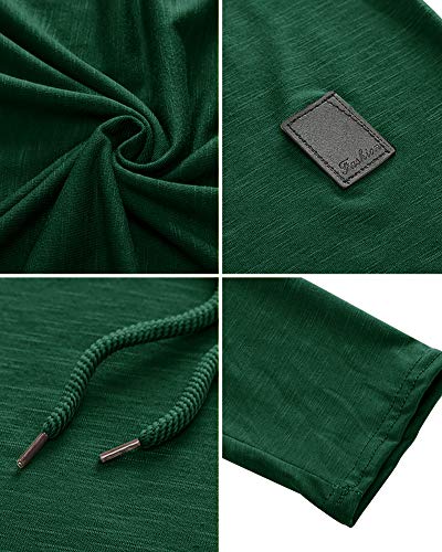 Mens Fashion Hoodies Sport Pullover Solid Color Shirt Workout Lightweight Tops Dark Green (Small / Dark Green1)