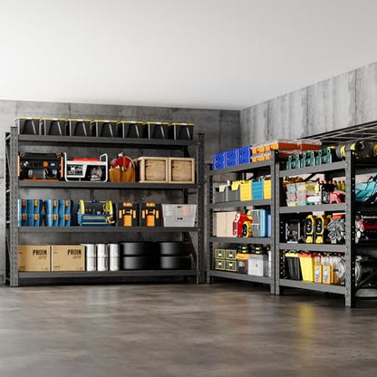 60" W Storage Shelves 5000lbs Garage Metal Shelving Heavy Duty Garage Shelves Adjustable Storage Shelves for Industrial (Black / 60" W X 24" D X 70" H)
