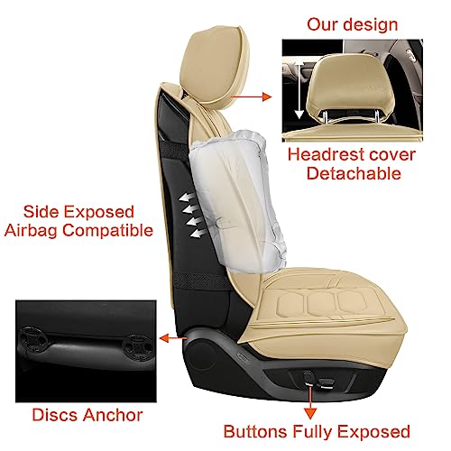 Leather Car Seat Covers Full Set (BEIGE / FULL SET)