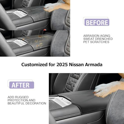 Center Console Cover Compatible with 2025 2026 Nissan Armada Accessories 2025 2026 Armada SV (2025 2026 Armada Thin Black)