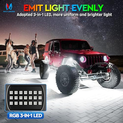 Q1 RGB+IC 12‑Pod Rock Lights for Trucks UTV with 288 Light Chips (rgb+ic 12 pods)