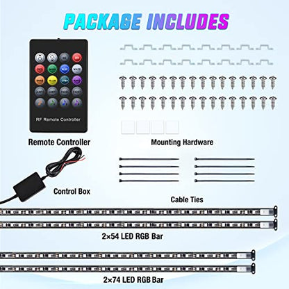 4PCS RGB LED Underglow Lights Strip with APP & Remote Control (4Pcs Underglow Light Strip w/Remote+APP)