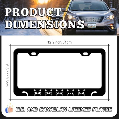 Black Cat License Plate Frames (Cute Pet Black Cat)