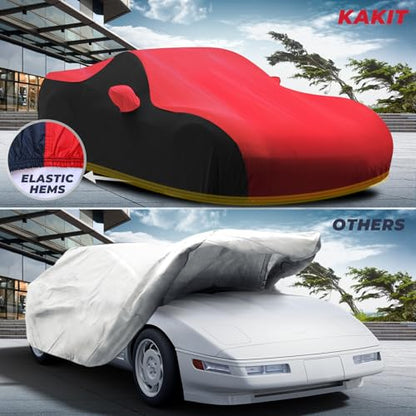 Waterproof Car Cover Custom for Chevy Corvette 1984 (Red Black / Corvette C4)