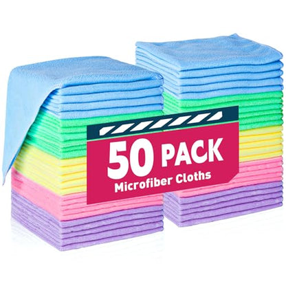 Microfiber Cleaning Cloths (5 Colors / 50 Pack)