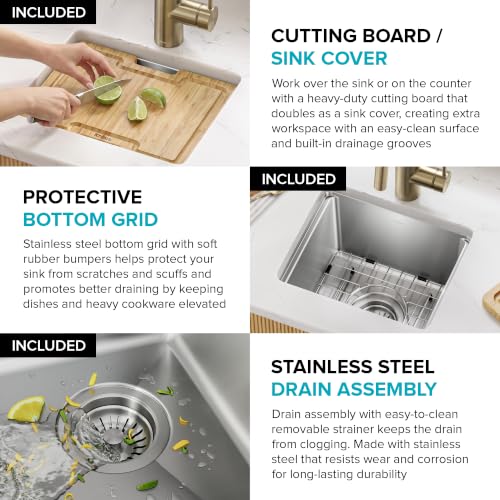 Fairlane 15 in Undermount Workstation Single Bowl 18 (15 Inch / Single Bowl Workstation — Undermount)
