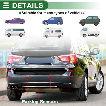 Auto Vehicle Reverse Backup Radar System Reverse Parking Sensors Sound Warning Alarm Buzzer Reminder Distance Detection Black 8 Parking Sensors (Black)