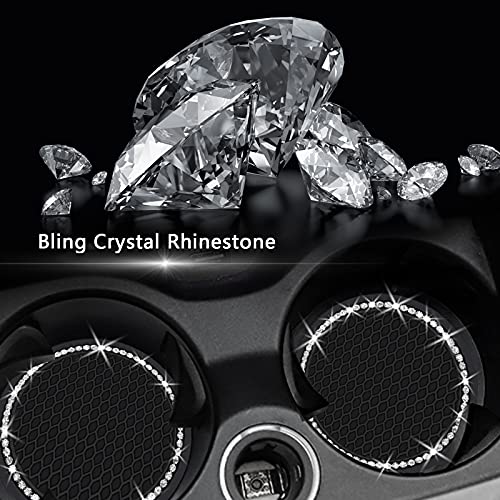 4PCS 2.75 Inch Bling Auto Car Cup Holder Insert Coasters Silicone Anti (Black / 4pack)