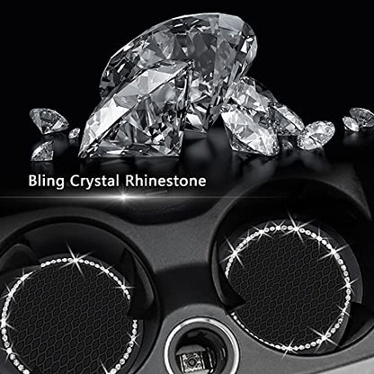4PCS 2.75 Inch Bling Auto Car Cup Holder Insert Coasters Silicone Anti (Black / 4pack)