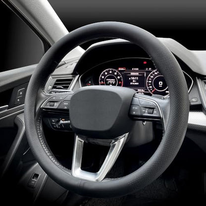 Nappa Premium Leather car Steering Wheel Cover (Black)