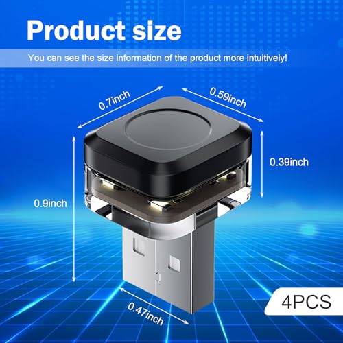 4 PCS Car Interior USB LED Lights