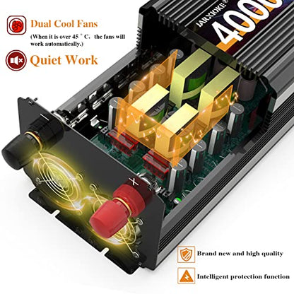4000 Watt Power Inverter 12V DC to 110V 120V Converter for Family RV Off Grid Solar System Car with Type (12v-4000W)
