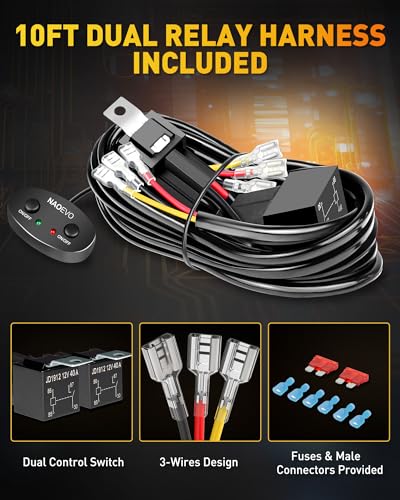 12 Inch LED Light Bar with Wiring Harness (White&Amber 3 Modes)