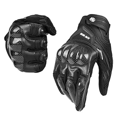 Motorcycle Gloves Touch Screen for Men Women Padding Hard Knuckle Cycling Motorbike ATV Hiking Riding Climbing Glove (Large / Carbon-Black)