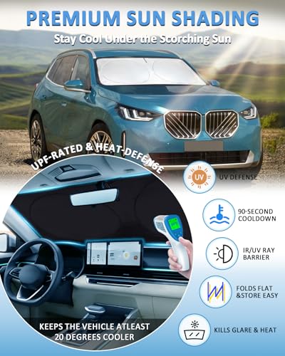 Sunshade for X3 Windshield Sun Shade Custom Fit for 2018 (Fit BMW X3 18-26)