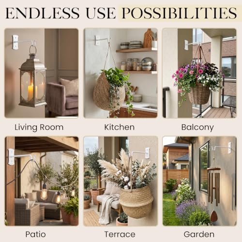 Plant Hangers Outdoor or Indoor Heavy Duty Wall Bracket Hooks (7.5 Inch / Shepherds Hooks - W)
