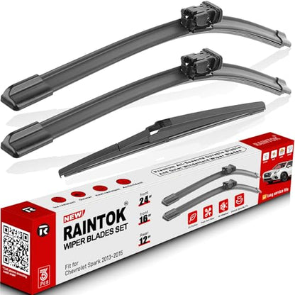 Windshield Wiper Blades Replacement for Chevy Chevrolet Spark 2013 (24"+16"+12")