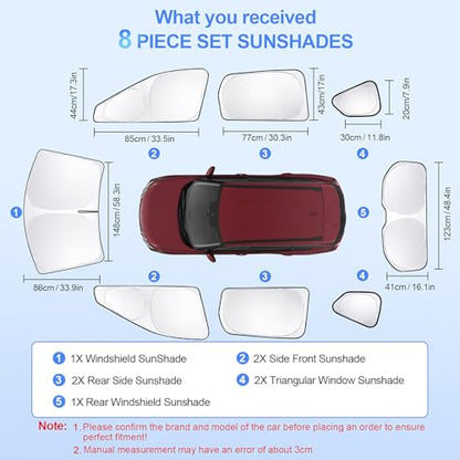 8pcs Car Window Shades for Nissan Rogue 2021 (for Rogue2021-Present-NOT Rogue Sport)