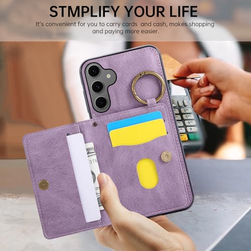 Compatible with Samsung Galaxy S26 Plus S26+ 5G Wallet Case and Screen Protector Crossbody Shoulder Strap Ring Buckle Stand Card Holder Magnetic Car Mount Phone Cover for S26Plus 26S + S 26 26+ Purple (Purple / for S26 Plus)