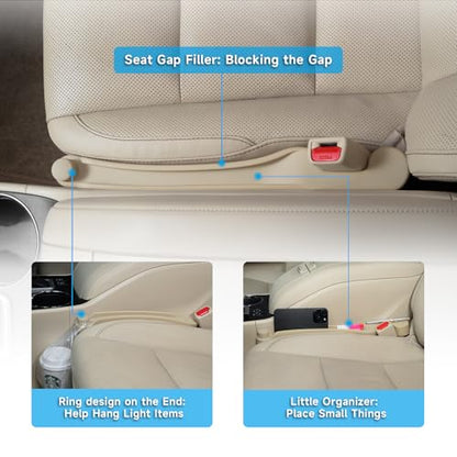 Car Seat Gap Filler Organizer 2Pack Soft Foam 3IN1 Multifunctional (Beige / Narrow)