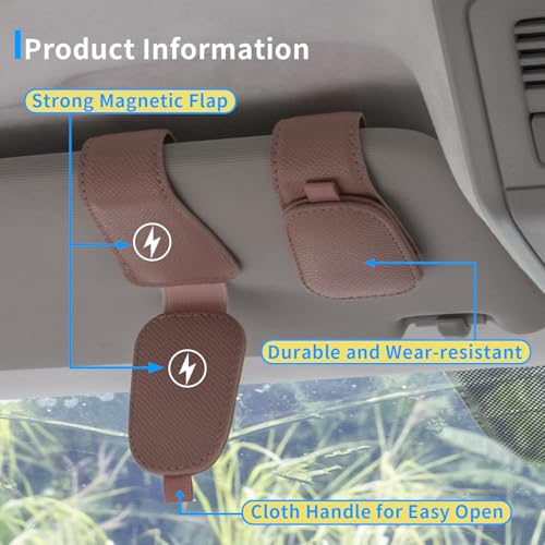 2 Packs Magnetic Sunglass Holder for Car Visor (Pink / 2pcs)