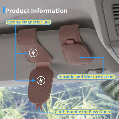 2 Packs Magnetic Sunglass Holder for Car Visor (Pink / 2pcs)
