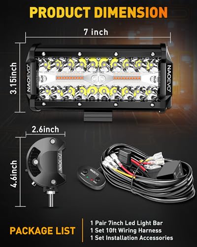7 Inch LED Light Bar (White&Amber 6 Modes)