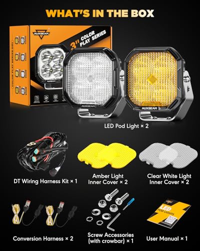 Color Play Series 3 Inch LED Pods Off Road Cube Lights (Color Play 3 Inch Amber/White Flood & DRL)