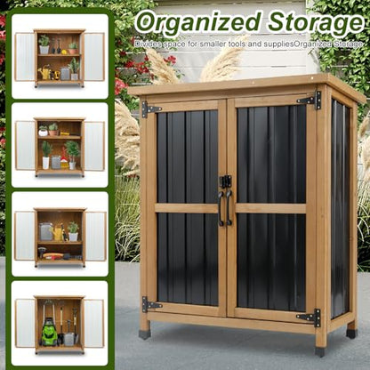 Small Garden Storage Cabinet (Black / 32" x 13" x 40")