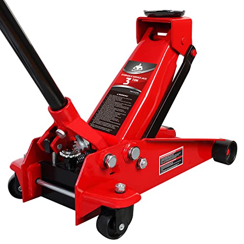 Floor Jack 3 Ton Capacity Fast Lift Service Jack Steel Heavy Duty Hydraulic Car Jack (3 Ton Fast Lift / Red)