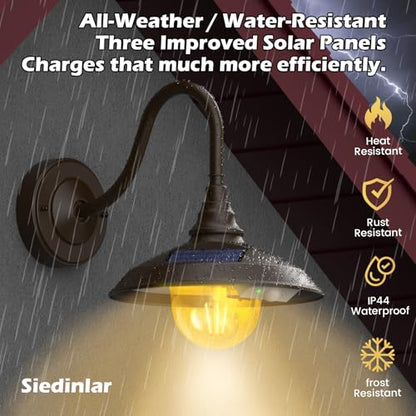 Solar Barn Light Outdoor Aluminum 3 Modes Remote (Dark Bronze / 2 Pack)