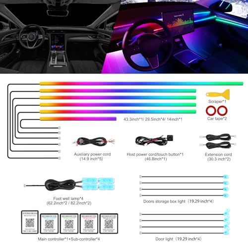 Dreamcolor Acrylic Interior Car LED Strip Light with Wireless APP (Dreamcolor 18 in 1)