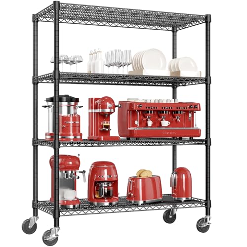 Garage Shelving Wide Storage Shelves 4 Tier Metal Shelves 3200 LBS Heavy Duty Adjustable Utility Shelf Rack Black 23.6" D x 53.1" W x 73.6" H (4 Tier, 23.6" D x 53.1" W x 73.6" H / Black)