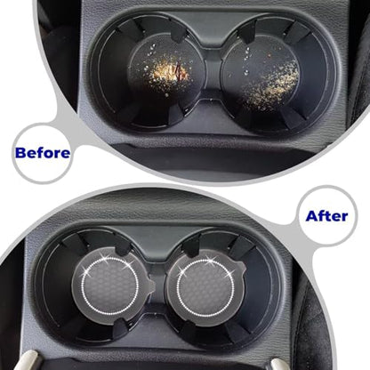 2 PCS Car Cup Coasters (Grey*2pcs / With Diamonds)