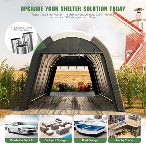 Carport Canopy 12x20 FT Heavy Duty with Translucent Roof (12x20FT)