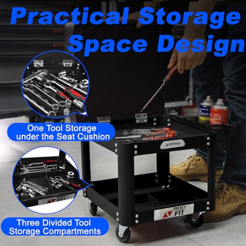 Rolling Creeper Garage Shop Seat for Men (Black)