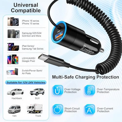 3 Pack USB C Car Charger (Black / 3-Pack)