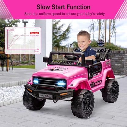 12V Kids Ride On Truck Car with Remote Control (Pink)