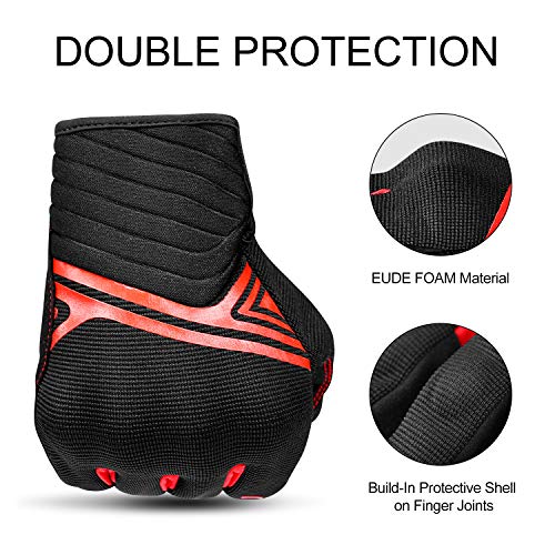 Motorcycle Gloves Breathable Mesh Touchscreen Hard Knuckles (Red / X-Large)