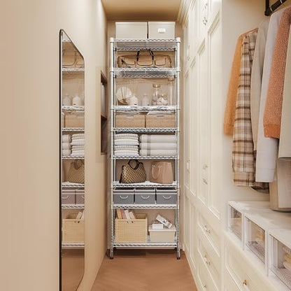 8 Tier 2000 lbs Storage Rack Metal Wire Shelving Unit (8 tier 13.8" D x 23.6" W x 79.5" H / Chrome)