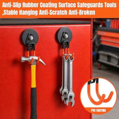 Heavy Duty Magnetic Garage Hooks (Orange)