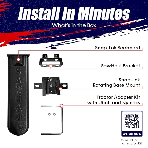 GearHaul SawHaul SnapLok Rotating Tractor Chainsaw Carrier (Rotating - Tractors / 20 Inch Scabbard / Black)