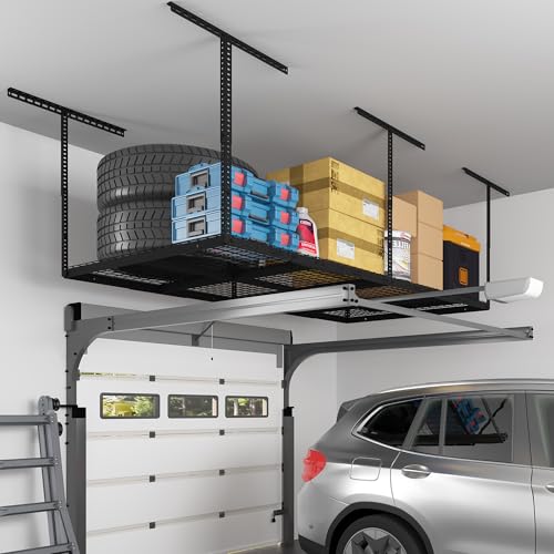 4x8 Overhead Garage Ceiling Storage Rack Adjustable (Hammertone / 4x8 ft)