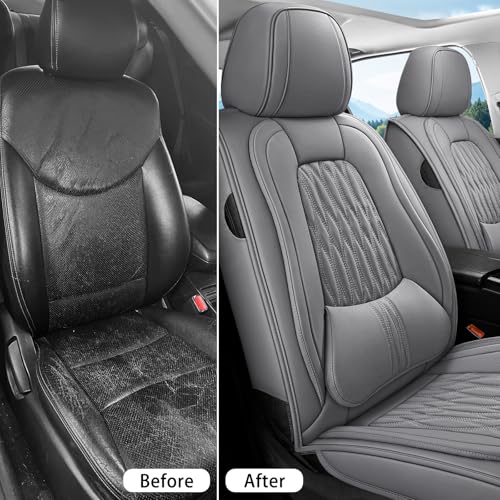 Car Seat Cover Full Set (Gray-white / Front Pair)