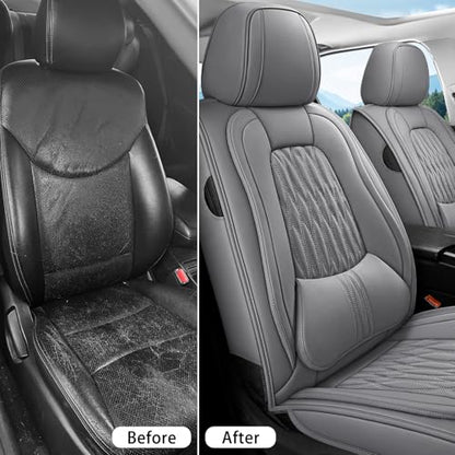 Car Seat Cover Full Set (Gray-white / Front Pair)